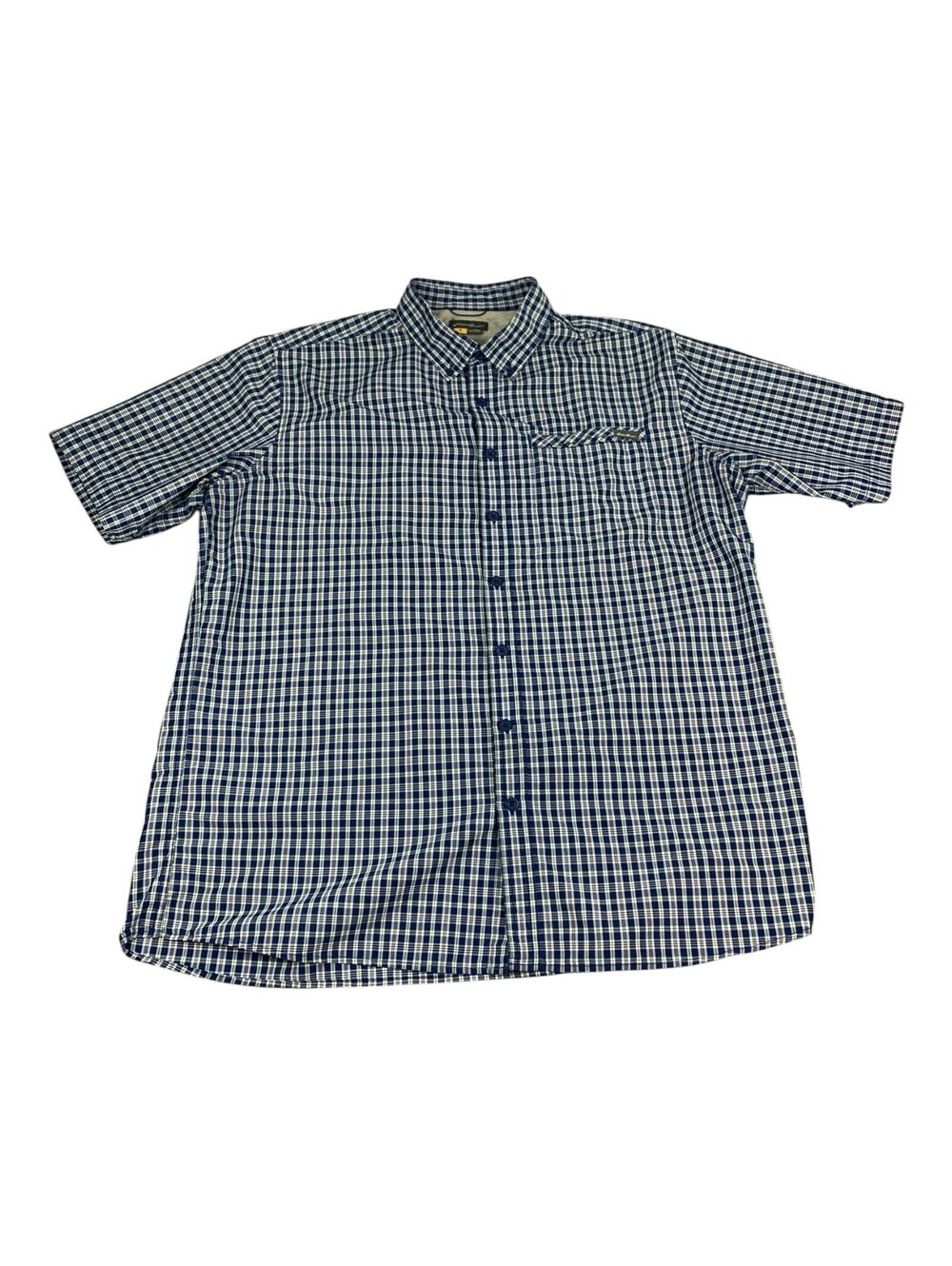 Eddie Bauer Short Sleeve Button Down Shirt, Blue Check, Vented, Men's XL-Tall